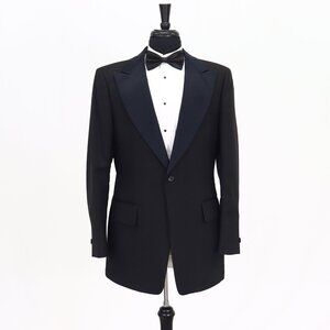 Vintage 1970s 42L Black Solid 1-Button Sport Coat Blazer Jacket T304